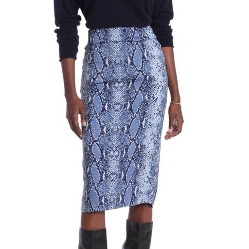 Diane von Furstenberg DVF Kara Cady Pencil Skirt Blue Snakeskin 0